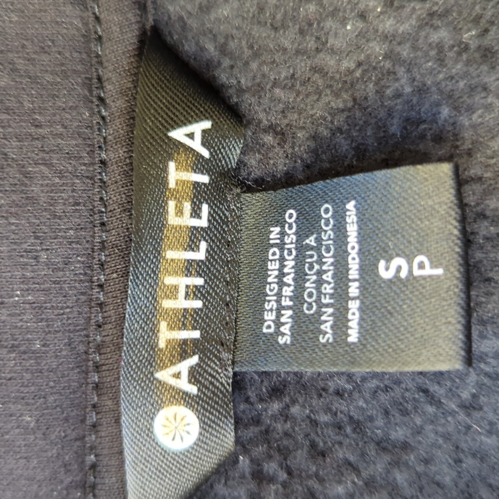 Athleta Forever Fleece 1/4 Zip Sweatshirt - Black S - Picture 3 of 7